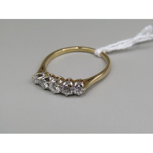 1375 - 18ct FIVE STONE DIAMOND SET RING SIZE Q 1/2