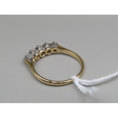 1375 - 18ct FIVE STONE DIAMOND SET RING SIZE Q 1/2