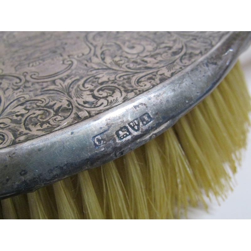 1400 - SILVER BACKED HANDBRUSH AND MIRROR TOGETHER WITH A SHOEHORN