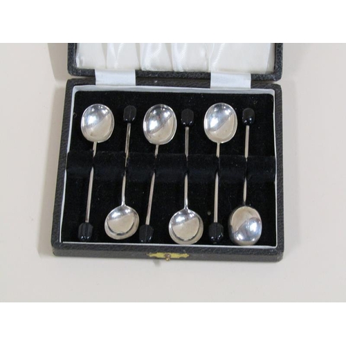 1407 - BOX OF SIX SILVER BEAN SPOONS