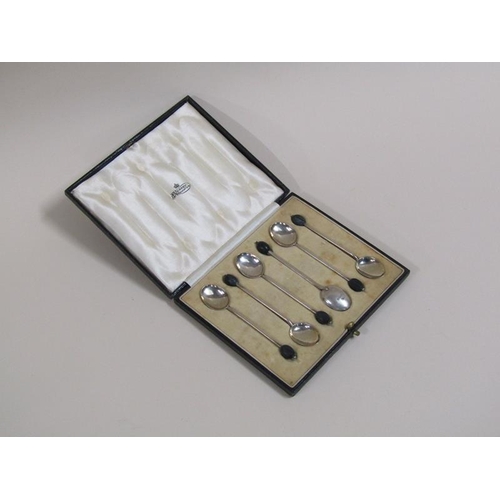 1408 - BOX OF SIX SILVER BEAN SPOONS