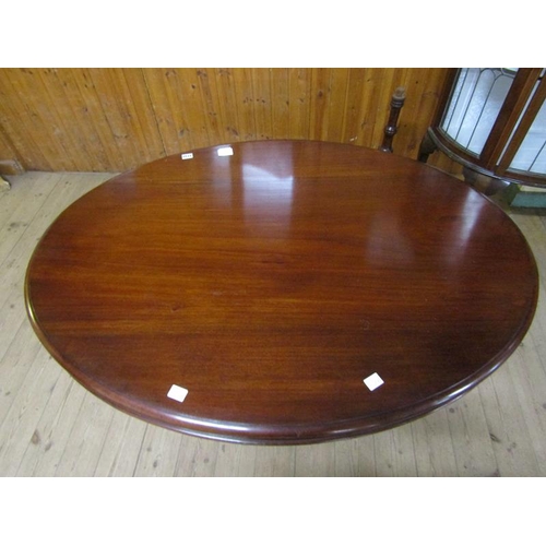 1732 - 19C MAHOGANY OVAL PEDESTAL BREAKFAST TABLE ON SCROLL CARVED LEGS, 121CM W, 75CM H