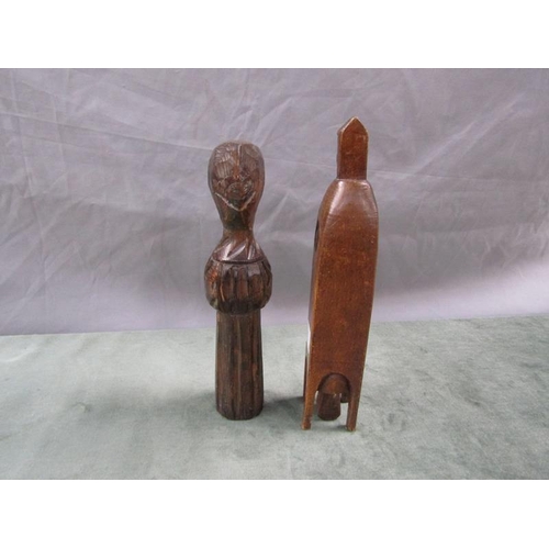 1217A - TWO CARVED WOODEN RELIGIOUS FIGURES, 26CM L