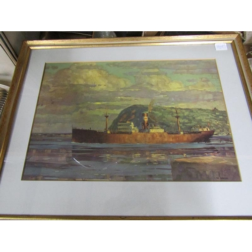 49 - FRAMED SHIPPING PRINT; OIL - SAILING BOATS