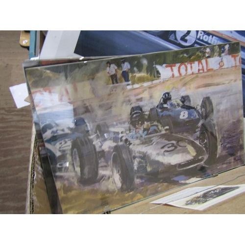 309 - QTY OF MOTOR RACING PRINTS TO INCL SIGNED