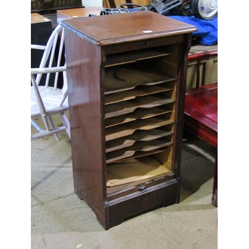 607 - 1930'S TAMBOUR FRONTED CABINET