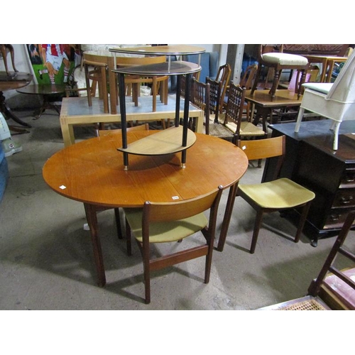 648 - TEAK DINING TABLE; THREE CHAIRS; SIDE TABLE