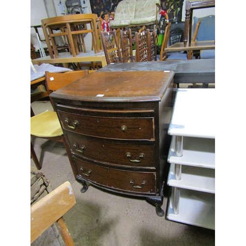 649 - BOW FRONTED THREE DRAWER CHEST