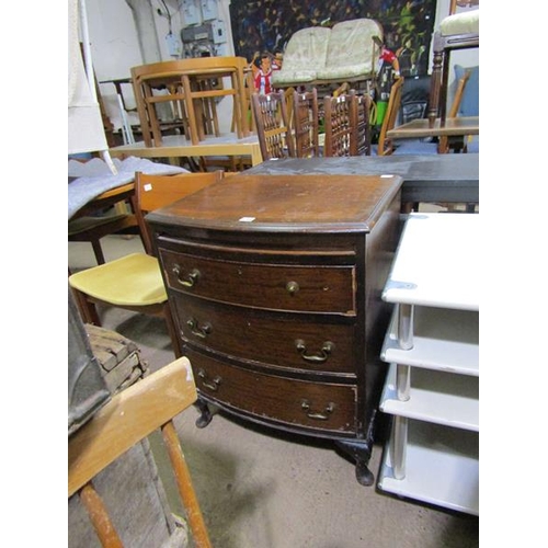 649 - BOW FRONTED THREE DRAWER CHEST