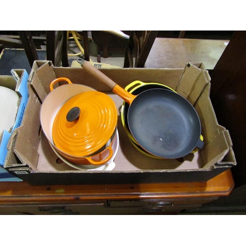 828 - TWO BOXES OF LE CREUSET WARE