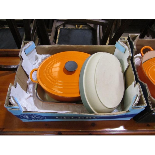 828 - TWO BOXES OF LE CREUSET WARE