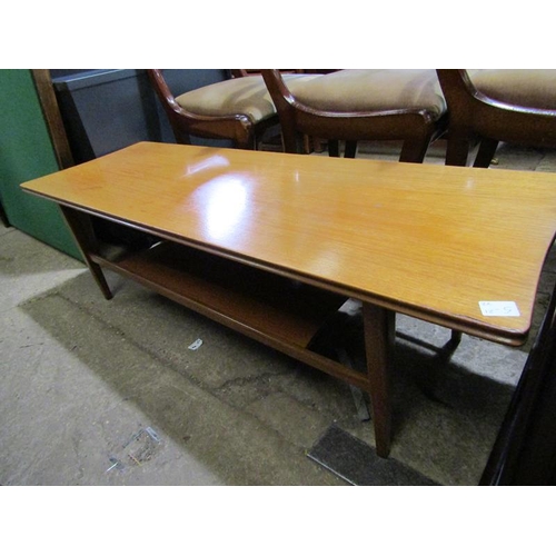 873 - NEST OF THREE TEAK TABLES; TEAK COFFEE TABLE