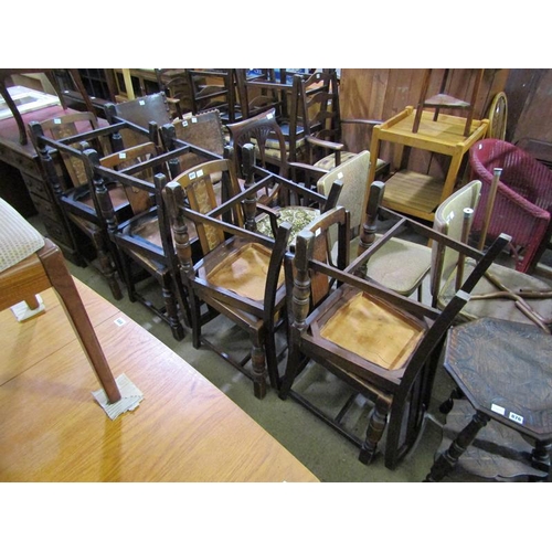 877 - EIGHT 1930'S OAK DINING CHAIRS