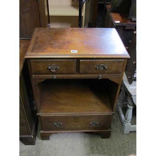 883 - WALNUT THREE DRAWER CABINET