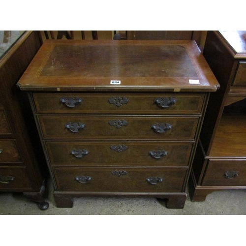 884 - REPRO. MAHOGANY AND WALNUT FOUR DRAWER CHEST