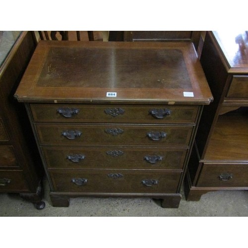 884 - REPRO. MAHOGANY AND WALNUT FOUR DRAWER CHEST