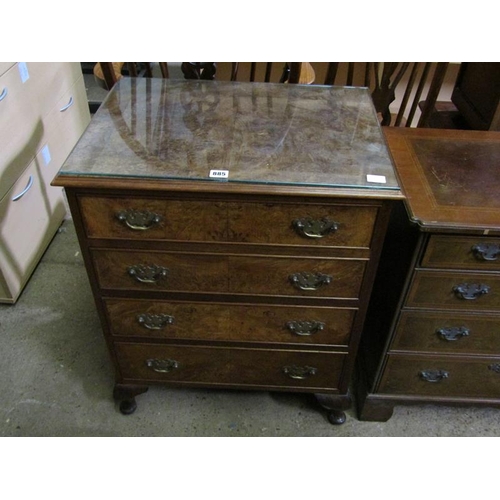 885 - REPRO. WALNUT CHEST OF FOUR LONG DRAWERS