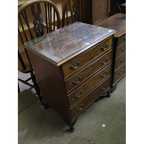 885 - REPRO. WALNUT CHEST OF FOUR LONG DRAWERS