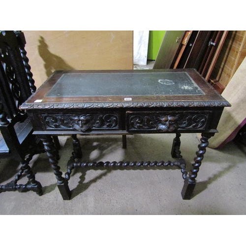 888 - VICTORIAN OAK TWO DRAWER DESK