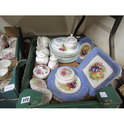 372 - BOX OF MIXED BONE CHINA AND TEAWARES