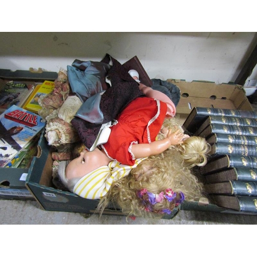 382 - BOX OF SOFT TOYS AND DOLLS ETC