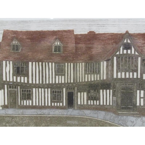 1109 - FRAMED LIMITED EDITION COLOURED PRINT BY VALERIE THRONTON, THE GUILD HALL, LAVENHAM, F/G, 34CM X 48C... 