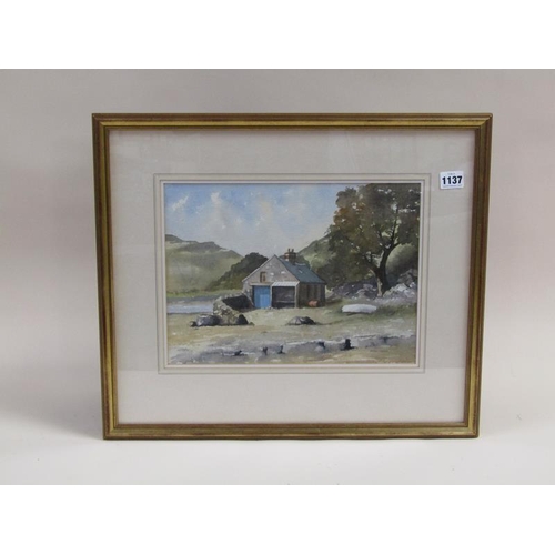 1137 - SHEILA HUGHES - THE OLD HOUSE, SIGNED WATERCOLOUR, F/G, 25CM X 34CM