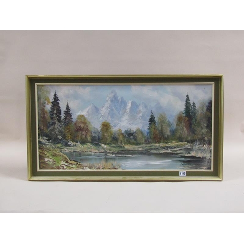 1155 - LEHNAN - ALPINE LANDSCAPE, SIGNED, OIL ON CANVAS, FRAMED, 39CM X 80CM