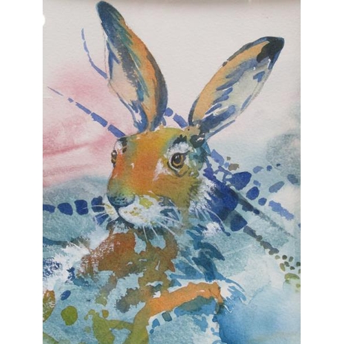 1170 - CHARLES M KELLY - TWO WATERCOLOURS, FOX AND THE HARE, EACH APPROX. 26CM X 18CM