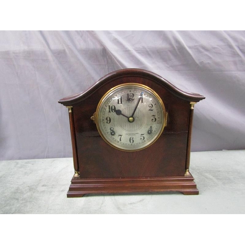 1285 - EARLY 20C MAHOGANY CASED MANTEL CLOCK, 30CM H