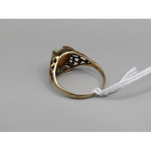 1384 - 9CT GOLD OPAL SET RING, SIZE L