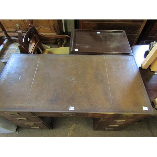 738 - MILITARY TYPE LEATHER TOP DESK