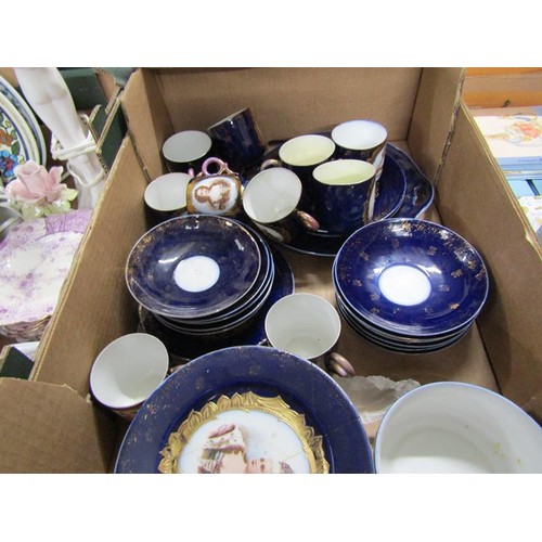 243 - BOX OF COBALT BLUE SEVRES STYLE PORTRAIT TEAWARES