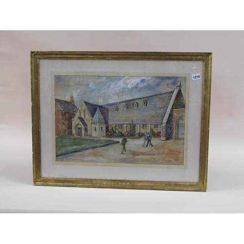 1210 - ELSOM - SCHOOL QUADRANGLE, SIGNED, WATERCOLOUR, F/G, 37CM X 55CM