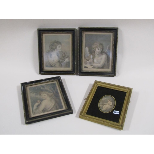 1220 - COLLECTION OF FOUR COLOURED CLASSICAL PRINTS - LADIES AND ANGELS, AFTER BARTOLOZZO, F/G, 25CM X 20CM... 