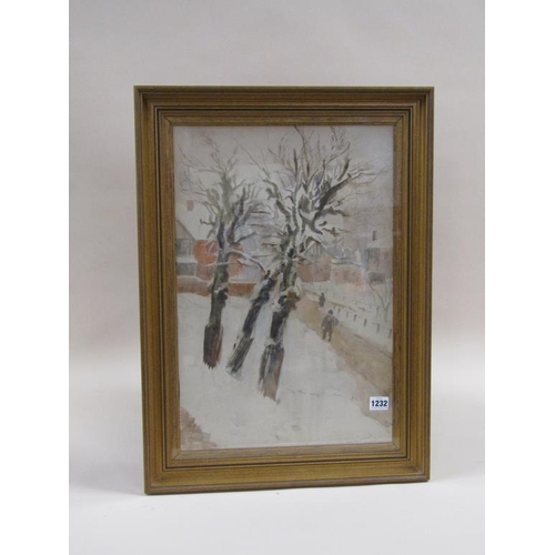 1232 - DOROTHEA DURRANT - SNOWY DAY, SIGNED WATERCOLOUR, F/G, 51CM X 35CM