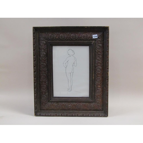 1248 - B&W SILHOUETTE SKETCH OF A LADY, FRAMED, 35CM X 24CM