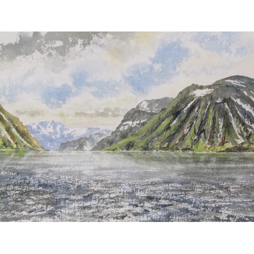 1250 - DAVID MOORE - PAIR, NEAR MOLDE NORWAY & NEAR ALESUND, NORWAY, SIGNED WATERCOLOURS, F/G, EACH 30CM X ... 