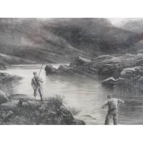 1273 - SERIES OF FRAMED SALMON FISHING B&W PRINTS BY DOUGLAS ADAMS, ALL TITLED AND F/G, EACH 28CM X 18CM