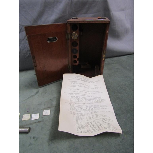 1354 - EARLY 20c MICROSCOPE WITH ACCESSORIES IN CASE, CASE 29cms H