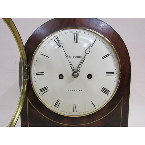 10 - An early 19c double fusee bracket clock, the 20cm diam. white enamel dial signed Ritchie, Arbroath a... 