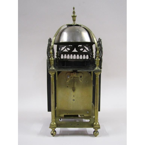 11 - An 18c English lantern clock, the dial signed Thos. Hully, Coggshall and converted in the 19c to a s... 