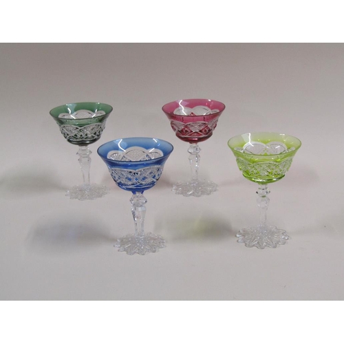 129 - A set of twelve Val St. Lambert Verrept harlequin cocktail glasses, each 12cm h.