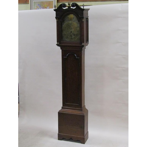 13 - A late 18c eight day longcase clock, the 38cm arched brass dial signed Thos. Walesby, Horncastle and... 