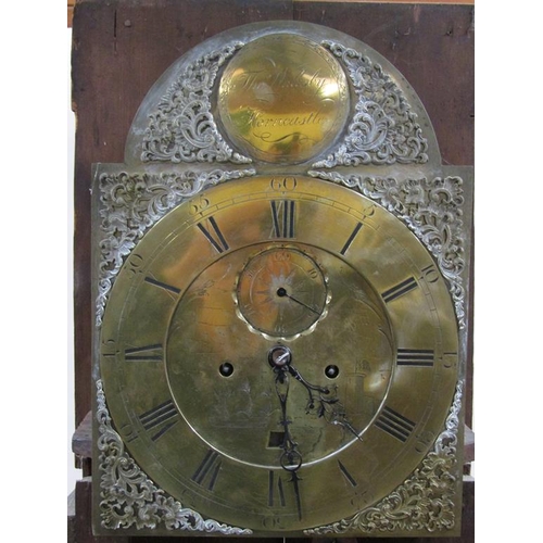 13 - A late 18c eight day longcase clock, the 38cm arched brass dial signed Thos. Walesby, Horncastle and... 