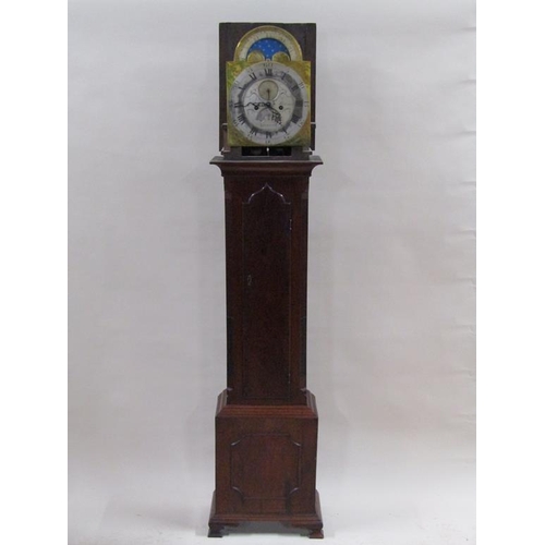 14 - A late 18c eight day longcase clock, the 30cm arched brass dial signed William Mortimer, Plymouth, a... 