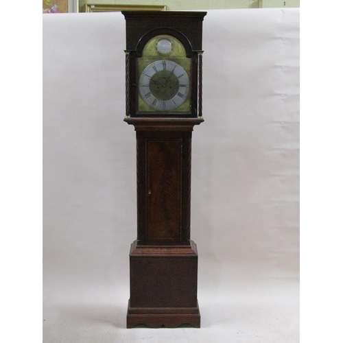 15 - A late 18c eight day longcase clock, the 36cm arched dial signed Jas. Ross, Glasgow and having silve... 