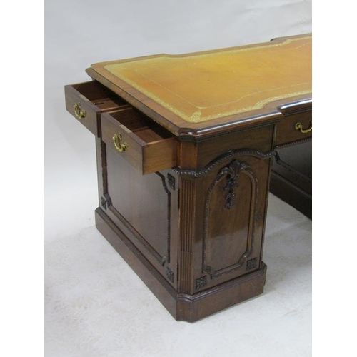 267 - An Edwardian, mid Georgian style, pedestal desk, Hobbs & Co, London, with carved and moulded with br... 