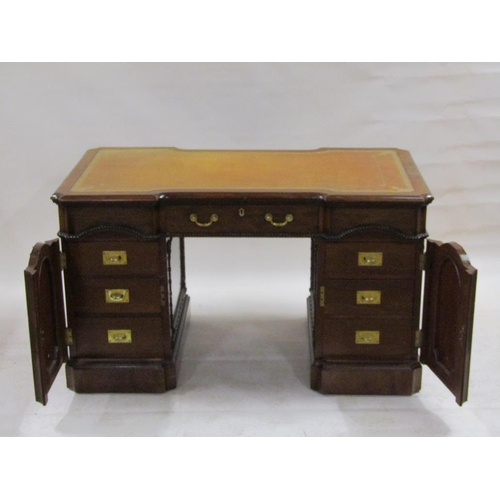 267 - An Edwardian, mid Georgian style, pedestal desk, Hobbs & Co, London, with carved and moulded with br... 