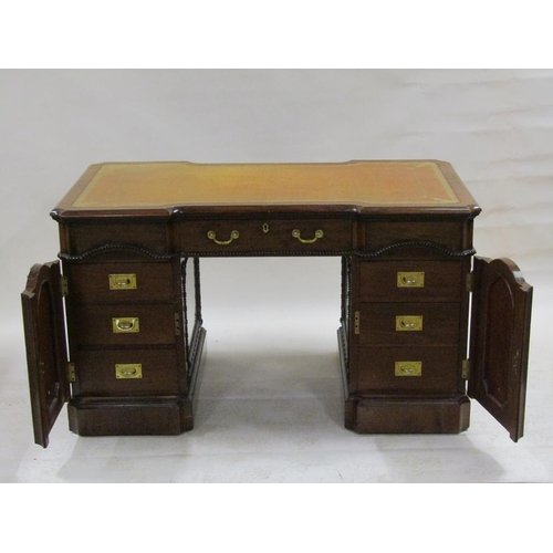 267 - An Edwardian, mid Georgian style, pedestal desk, Hobbs & Co, London, with carved and moulded with br... 